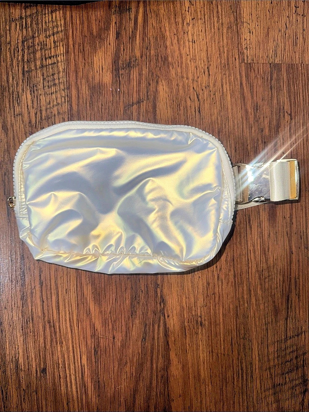 Anthropologie Cream Iridescent Belt Bag 45.T